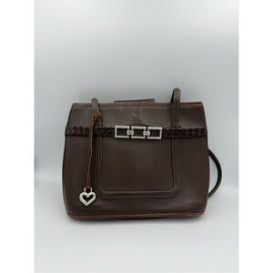 Brighton Collection Womens Brown Mixed Leather Hobo Shoulder Bag Tote Purse